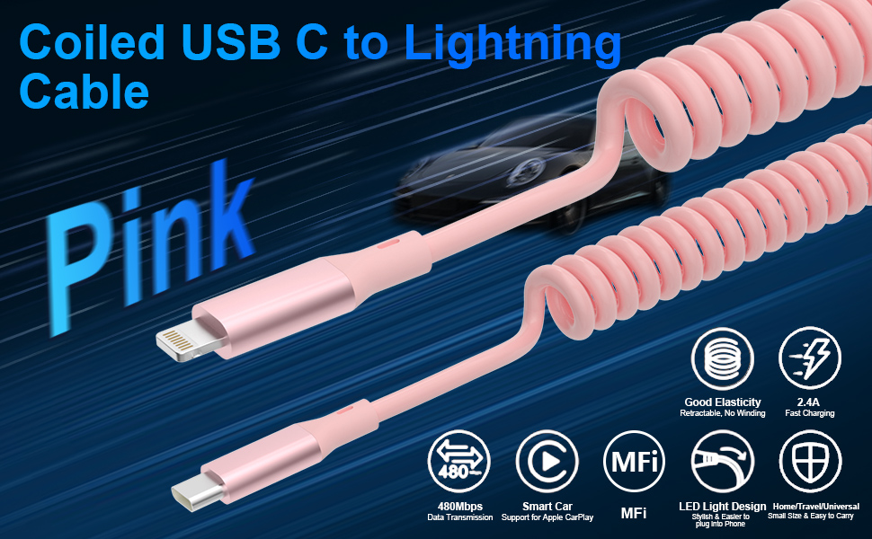pink usb c iphone charger cable