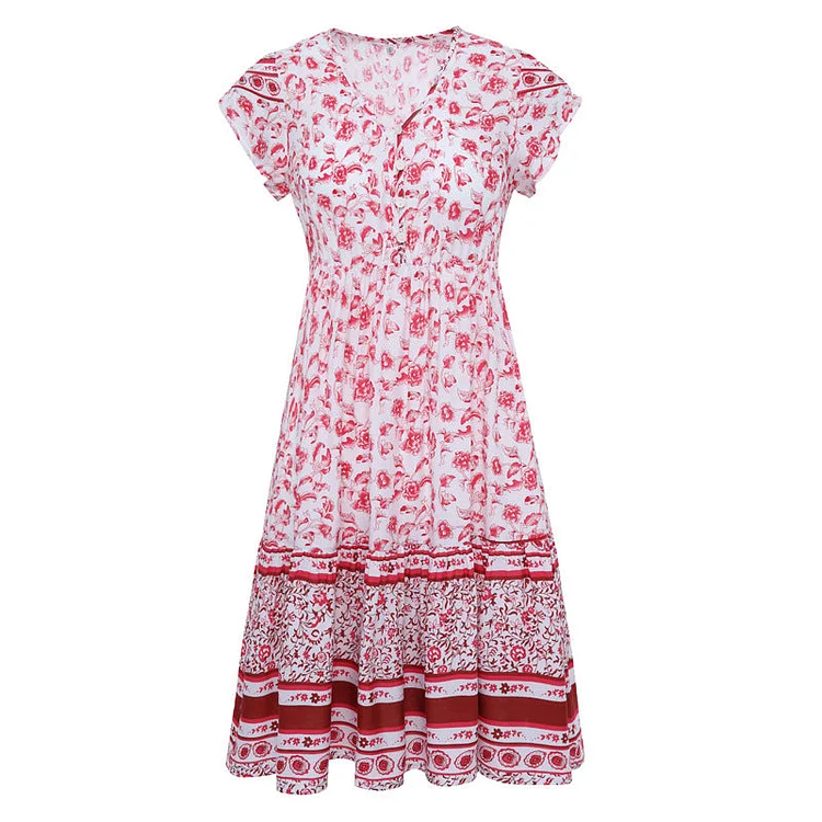 Beth Dutton Bohemian Dress Summer Spring Midi Dresses Vacation Beach Dress Bohemian Short Skirt