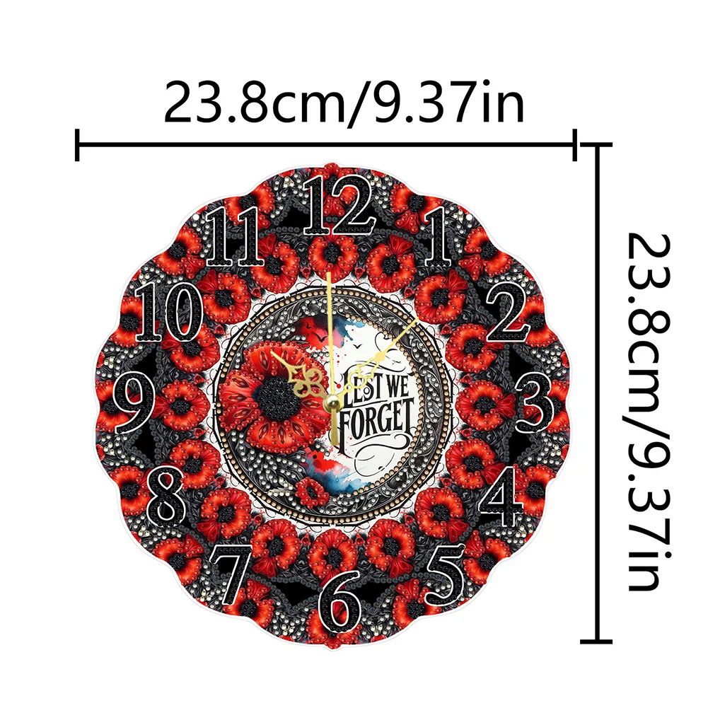 DIY Poppy Special Shape Diamond Painting Hanging Clock for Home Decor