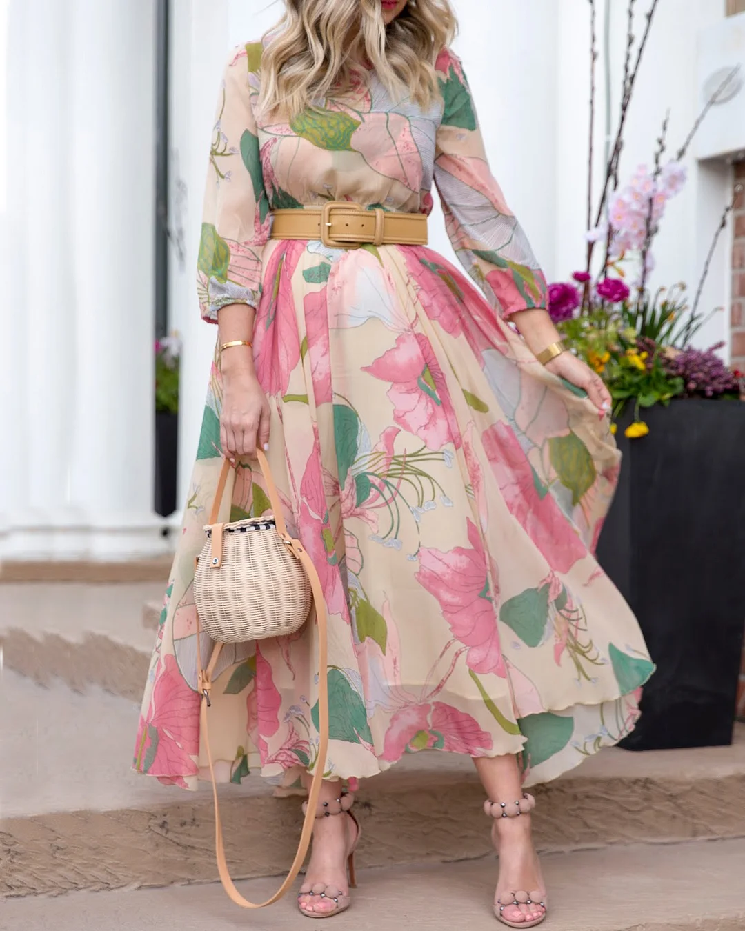 Holiday Floral Maxi Dress