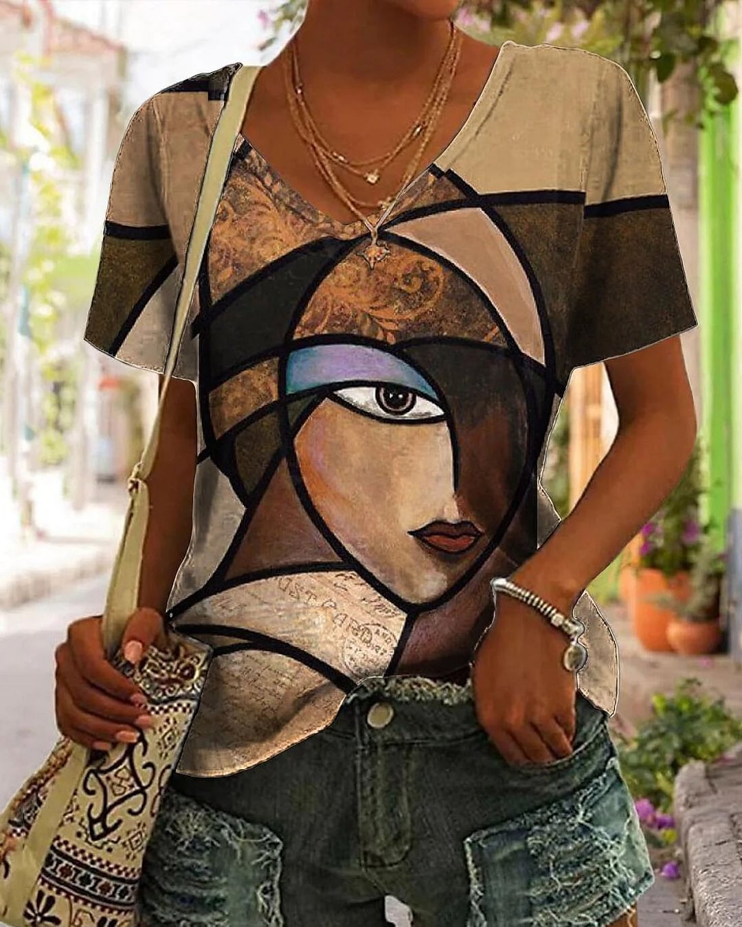 Signature Print Short Sleeve T-Shirt Top
