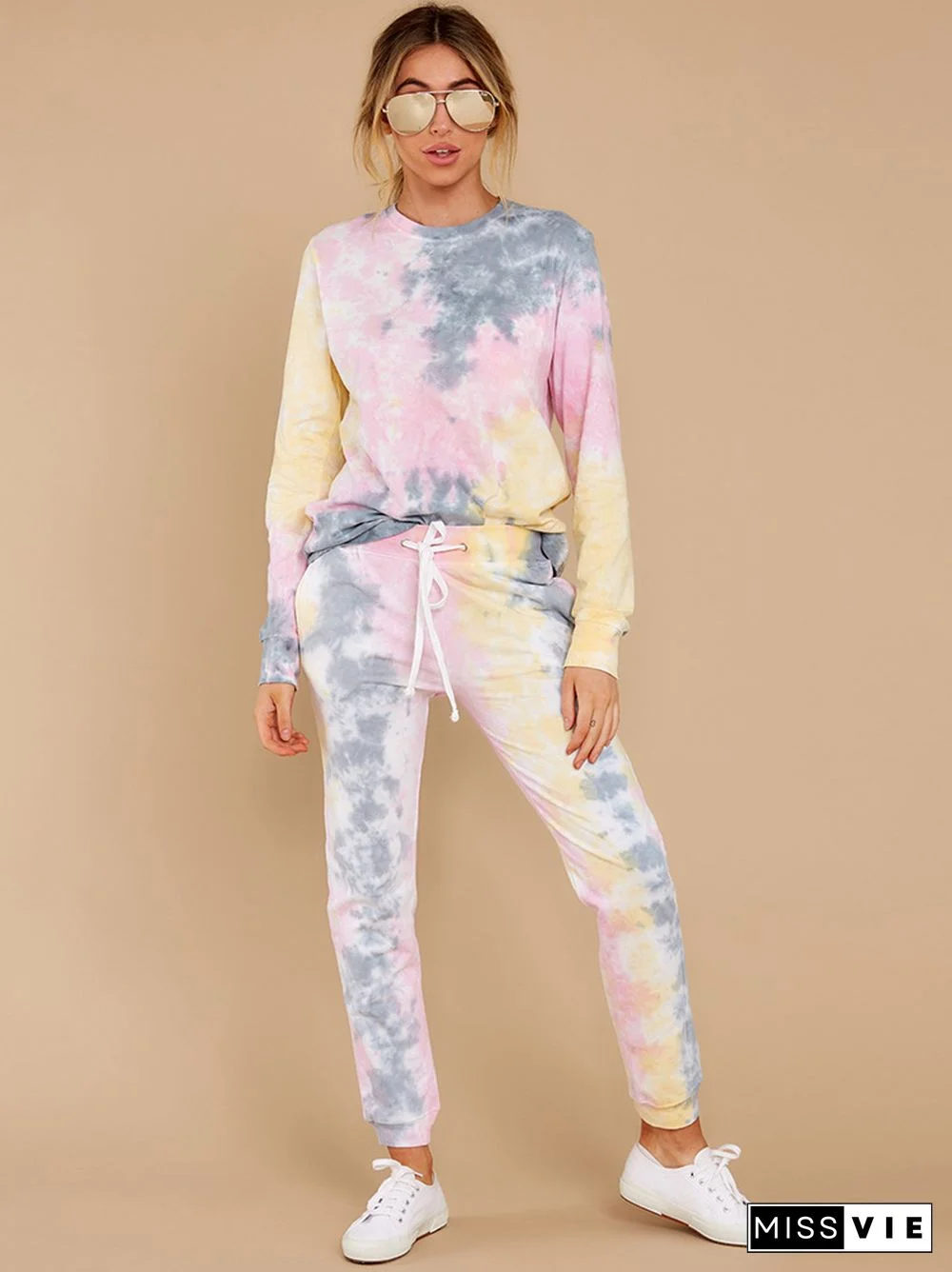 Autumn Tie-dye Printed Long Sleeve T-shirt Pants Two-piece Set