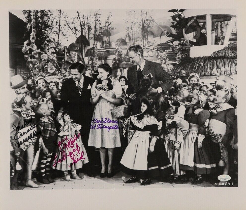 The Wizard of Oz 18.5x16 Movie Photo Poster painting Signed By 3 Lollipop Guild Munchkin Actors