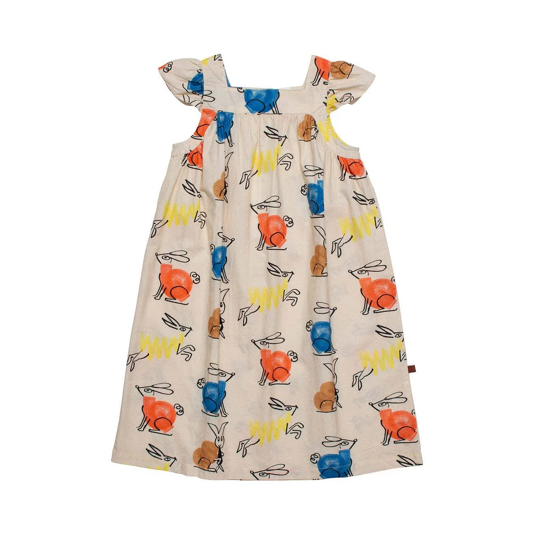 Girls Dress 2022 Summer New Sling Skirt Printed Doll Collar Girls Dress Cotton Casual Children's T-shirt Children's Clothing