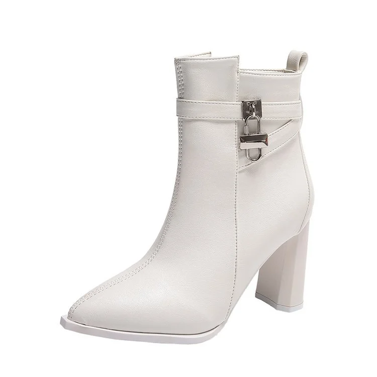 Yyvonne And Winter New Belt Buckle And Short Boots Women's High And Martin Boots Fashion Pendant Decorative Side Zipper Women's Boots