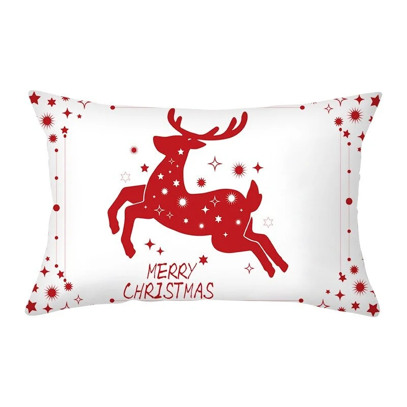 2021 Christmas Pillow Cover Decor Pillow Rectangle Polyester Cushion Cover 30x50 cm Cartoon Snowman Letter Printed Pillowcases