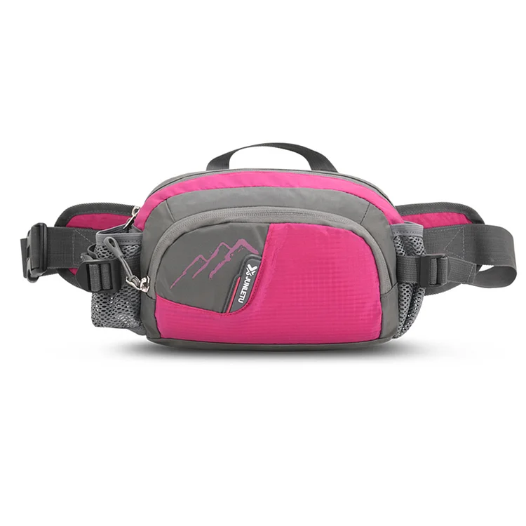 Sports Waist Bag with Bottle Holder Cycling Running Fanny Bum Pack (Rose Red)