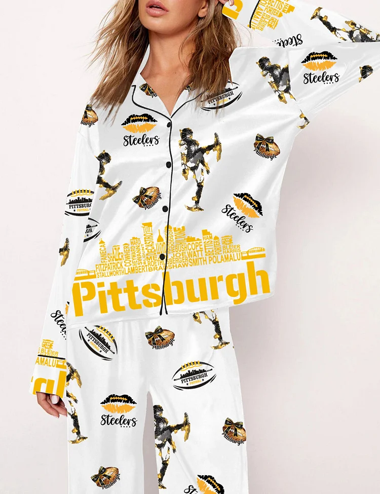 Women's Steelers Pittsburgh Football Era Tour Art Print Pajama Set