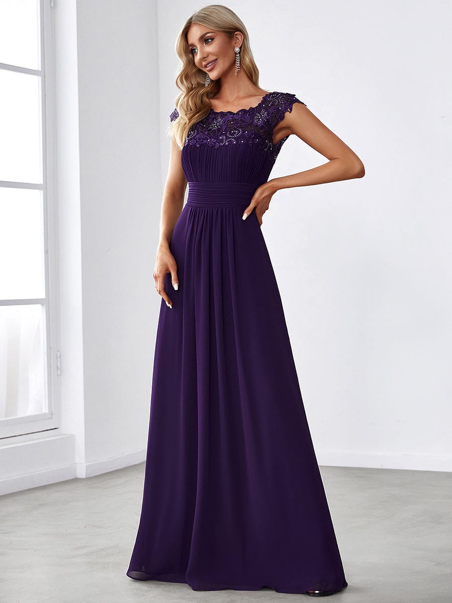 Sophisticated Lace Detail Evening Gown