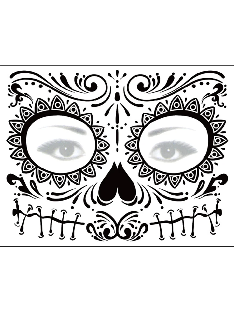 Sugar Skull Inspired Face Temporary Tattoo