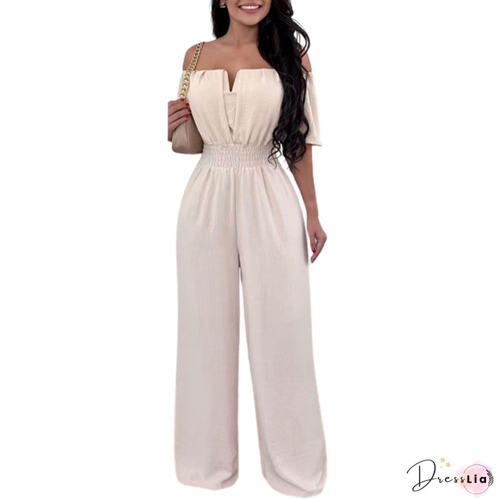 Women'S Jumpsuits One-Shoulder Lace Long Sleeve Lace Up Jumpsuit