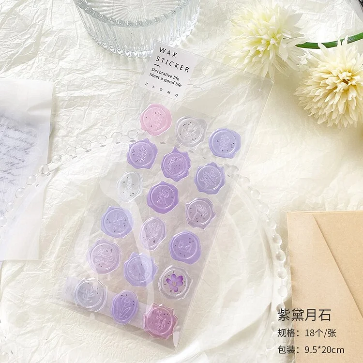 Journalsay 18 Pcs/pack Candy Wax Paint Series Kawaii Three-dimensional Envelope Seal Sticker