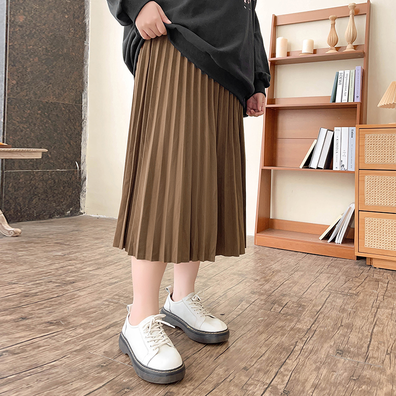 Retro Plus Woolen High-Waist Pleated Skirt - Autumn/Winter 