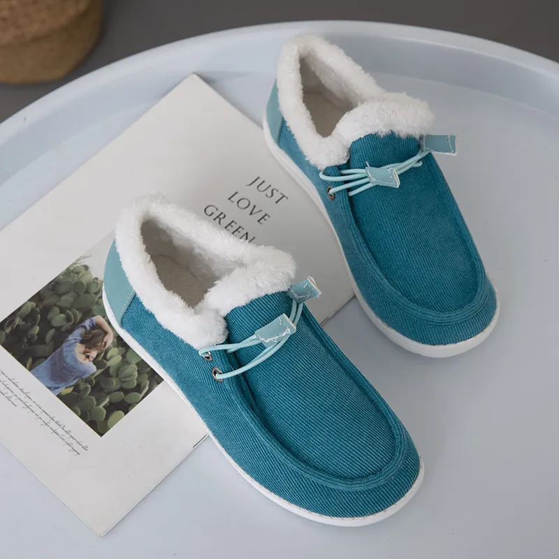 Breakj Breakj Women's Large Autumn And Winter New Thick Bottom Plus Velvet Thick Warm Cotton Shoes Casual Flat Cotton Shoes