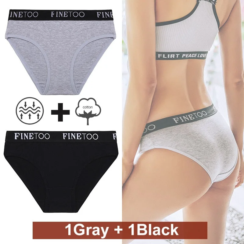 2PCS/Set Women Cotton Panties Female Underwear Sexy Briefs Lingerie Panties Female Underpants Intimate Finetoo Pantys M-XXL