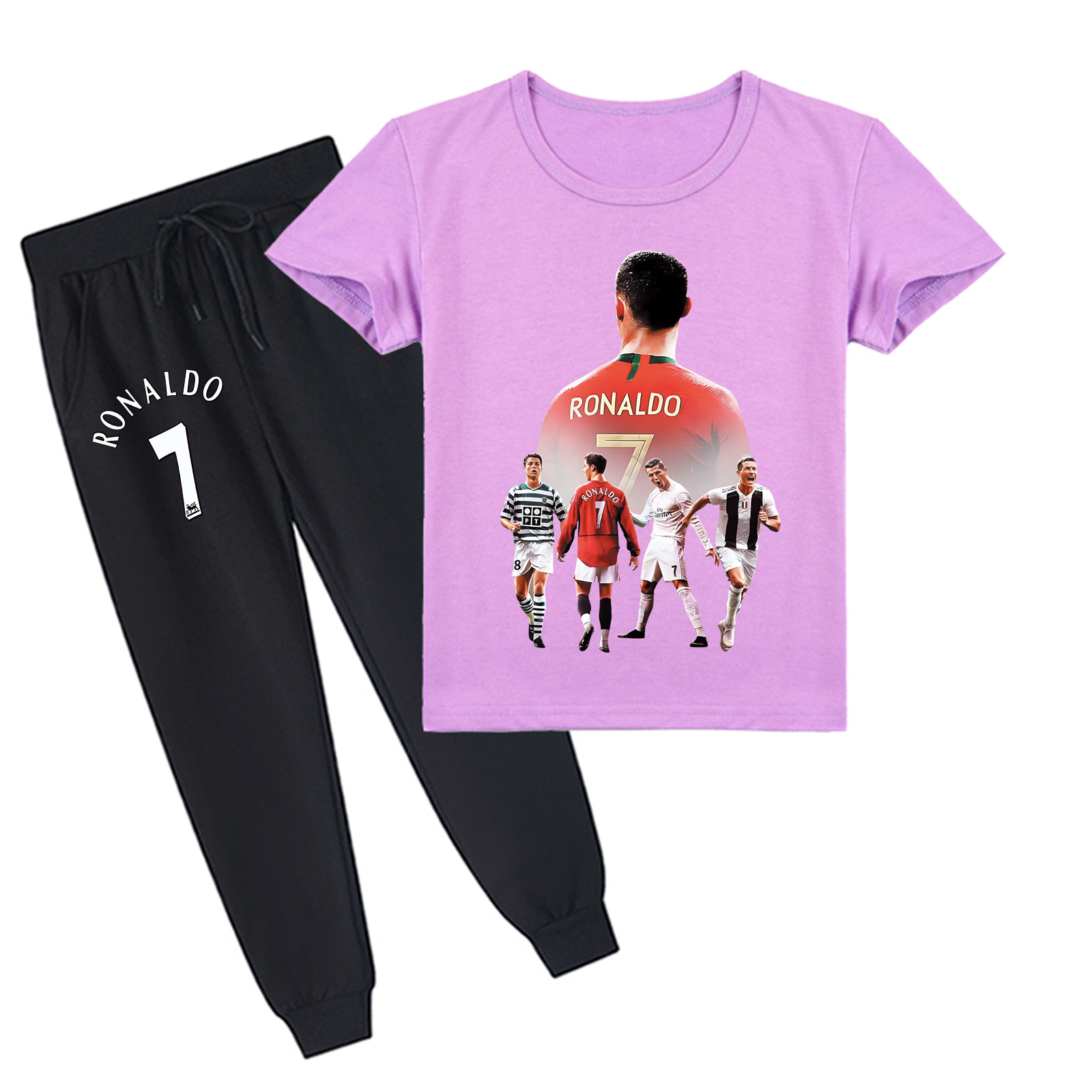 Mayoulove Kids' Cristiano Ronaldo Short Sleeve T-Shirt Set - Cool Soccer Gear for Boys  Girls, Perfect for Young Fans-Mayoulove
