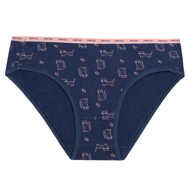 FINETOO 1/2PCS Women's Cotton Panties Sexy Lingerie Fashion Letter Waist Female Cute Pantys M-XXL Ladies Floral Printed Briefs