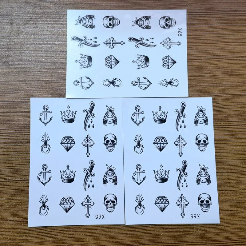 Small Stickers Finger Temporary Tattoo Stickers Men Women Cross Diamond Spider Crown Art Fake Tattoo Finger Cool Tattoo Stickers