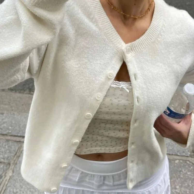 Women's Plain Button Front Cardigan