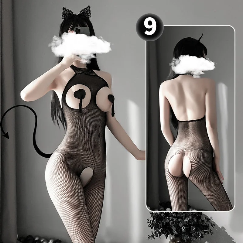 OJBK Sexy Lingerie 16 Types Teddies Fishnet Erotic Outfit Open Crotch Stretch Mesh Body Stockings Elasticity Underwear 2022 New