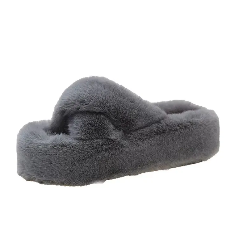 Breakj Breakj Tide Slew Soft 7Cm External Wear Hairy Slippers Women Flat-Bottom One-Word Drag Autumn New Thick