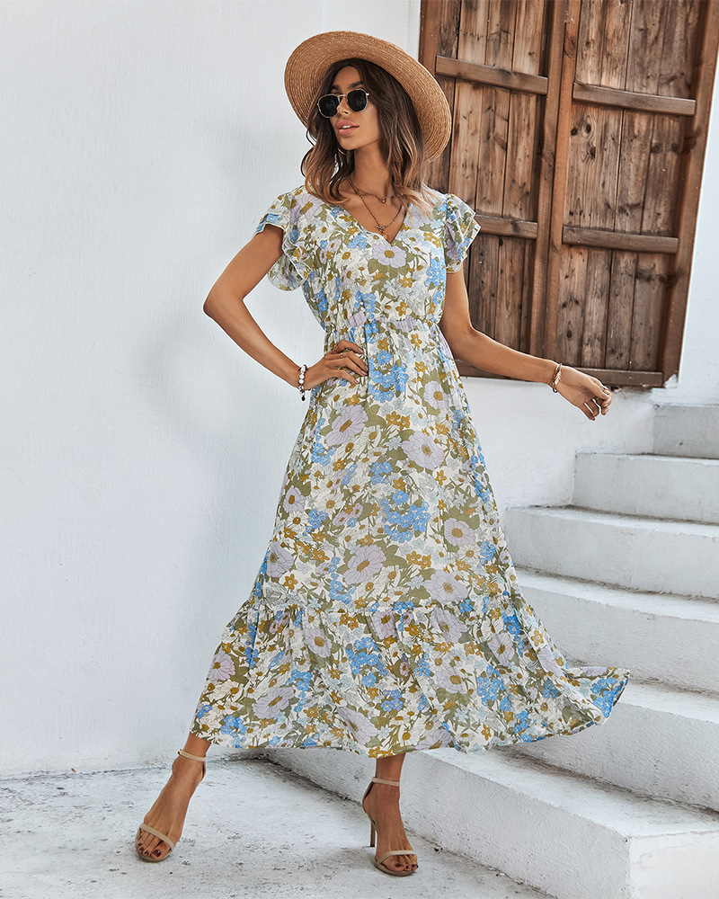  thdmladies You're My Love White And Blue Floral Print Maxi Dress thedmladies