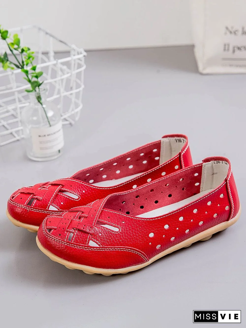 Hollow Leather Soft Sole Shoes
