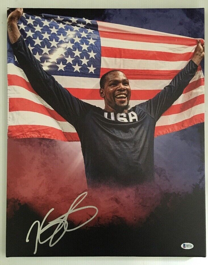 Kevin Durant Signed Autogaphed 16x20 Canvas Golden State Warriors BECKETT COA