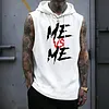 Men's Casual Street Bold "ME VS ME" Graphic Print Hooded Tank Top by Inlyline