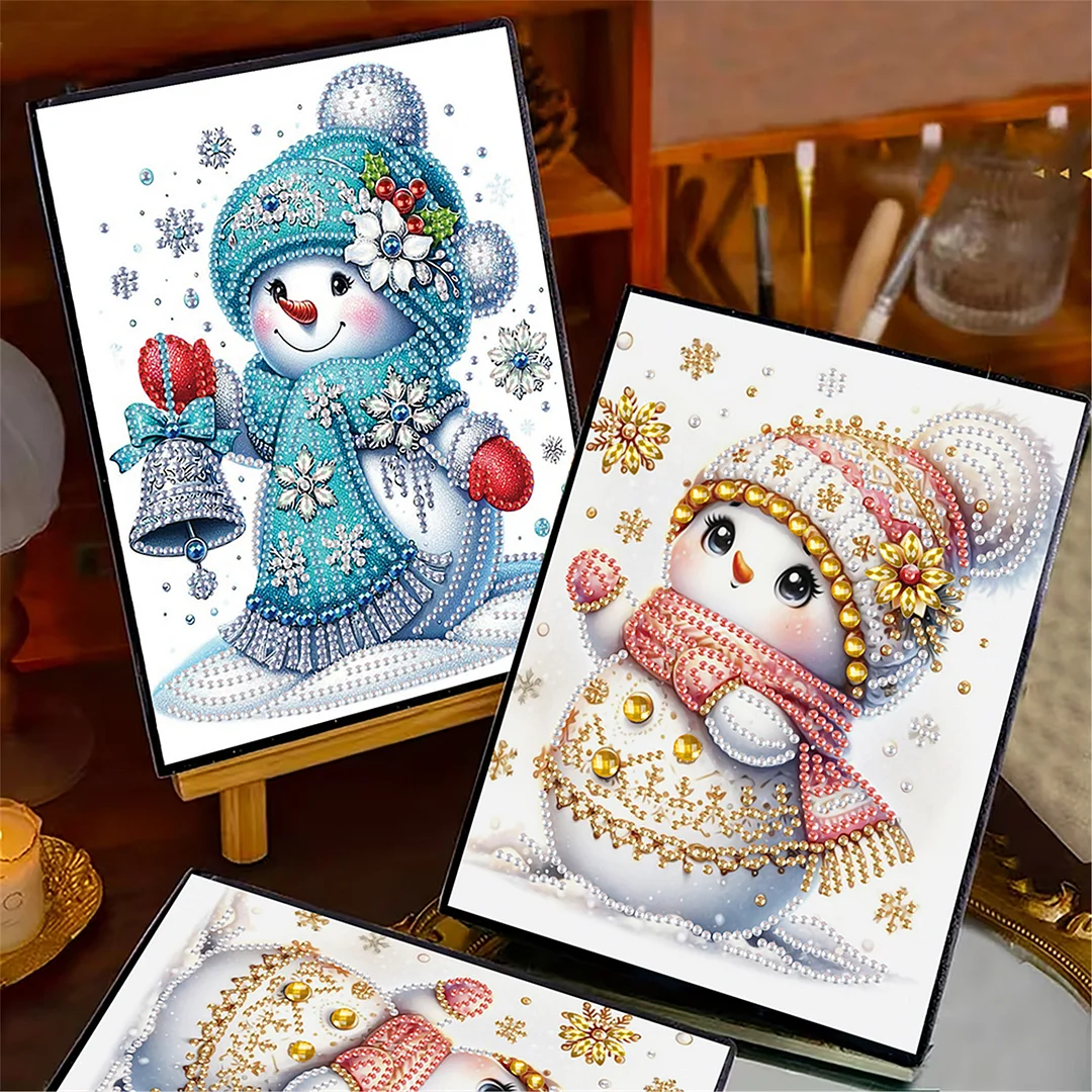 2pcs Snowman Partial DIY 50 Pages A5 Diamond Painting Notebook for Study Home