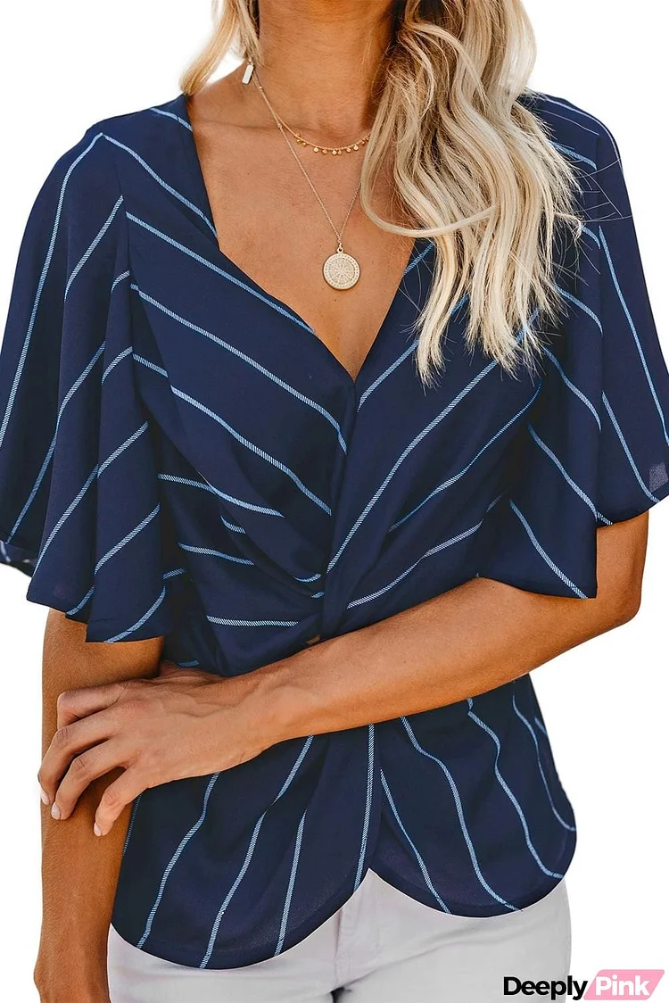 Twist Front V Neck Blouse