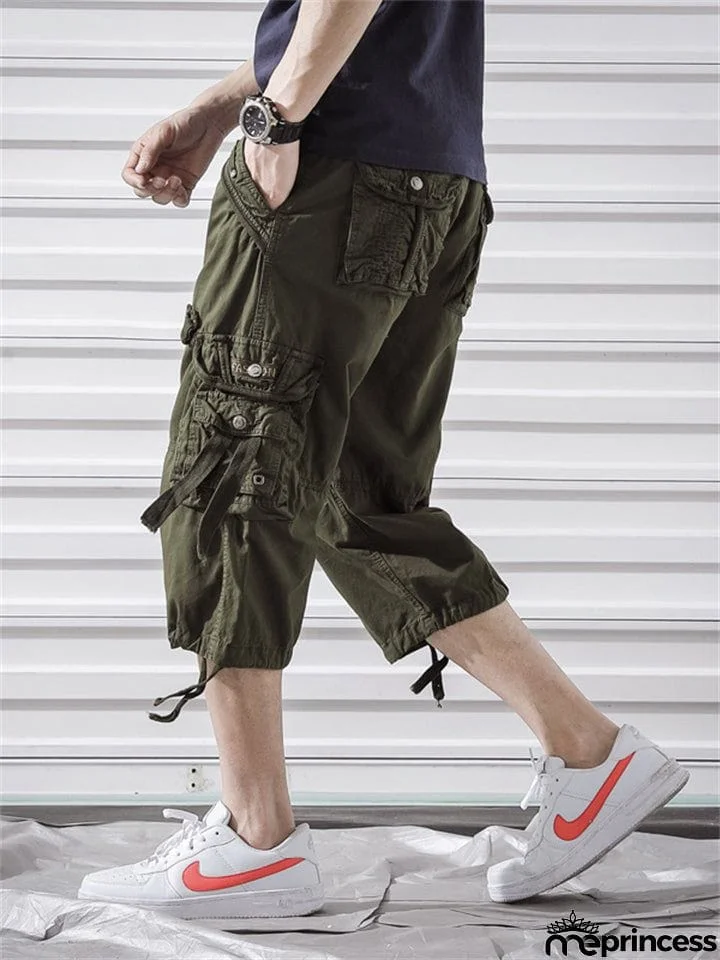 Men’s Relaxed Fit Below Knee 3/4 Length Cargo Shorts