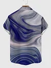 Full-Print Blue Colorful Acrylic Abstract Pattern Printing Men's Short Sleeve Shirt