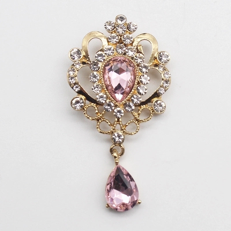 Minimalist Pin Water Droplets Alloy Inlay Rhinestones Unisex Brooches