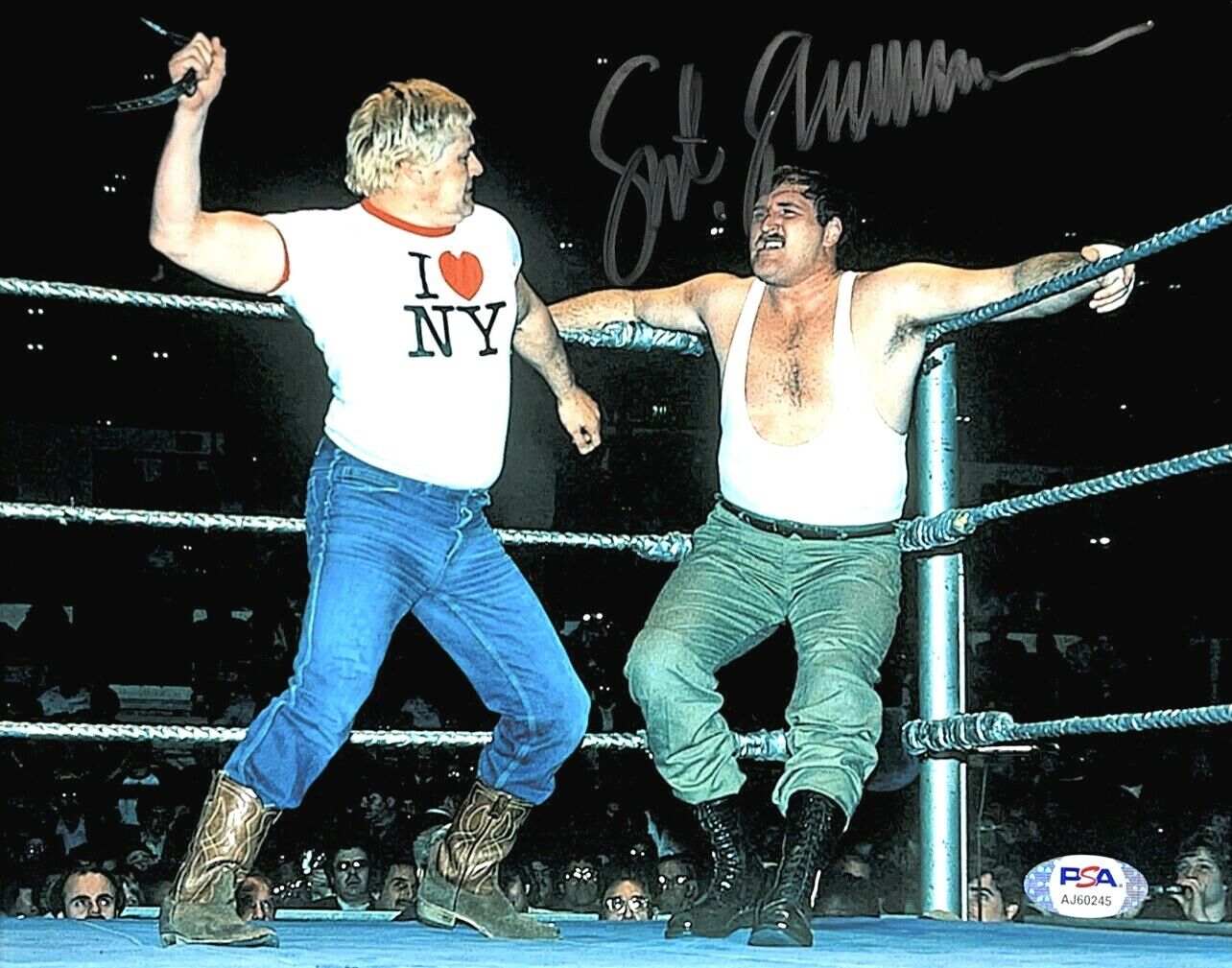 WWE SGT SLAUGHTER HAND SIGNED AUTOGRAPHED 8X10 WRESTLING Photo Poster painting WITH PSA COA 2