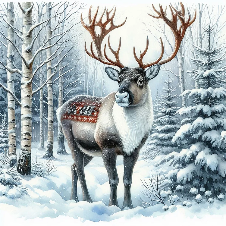 Snow Elk 30*30CM (Canvas) Full Round Drill Diamond Painting gbfke