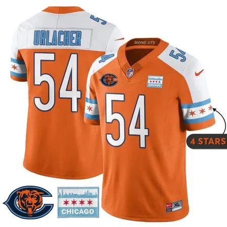 Men's Chicago Bears #54 Brian Urlacher Orange Alternate City Edition With Chicago Flag Vapor F.U.S.E. Untouchable Limited ersey