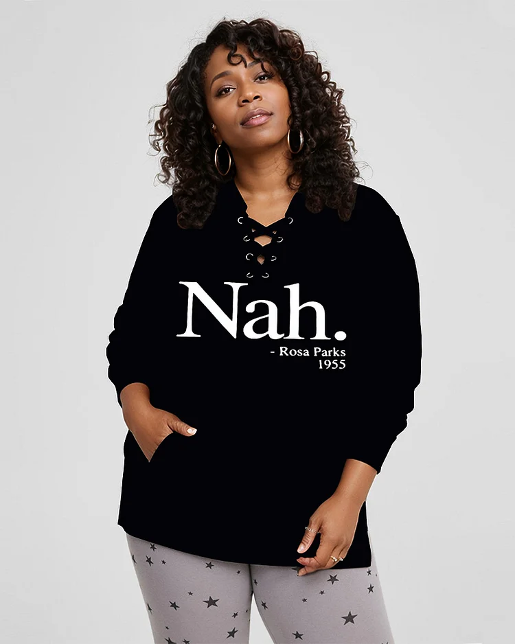 Nah...Lace Up Side Slit Hoodie