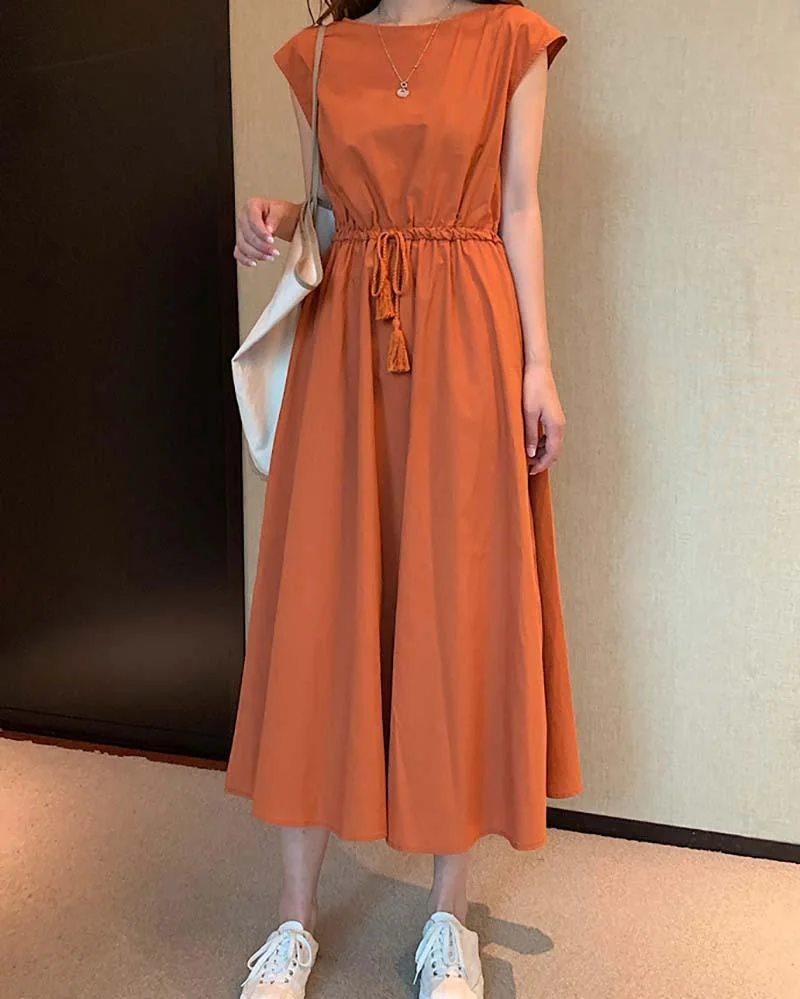 Solid color sleeveless casual dress