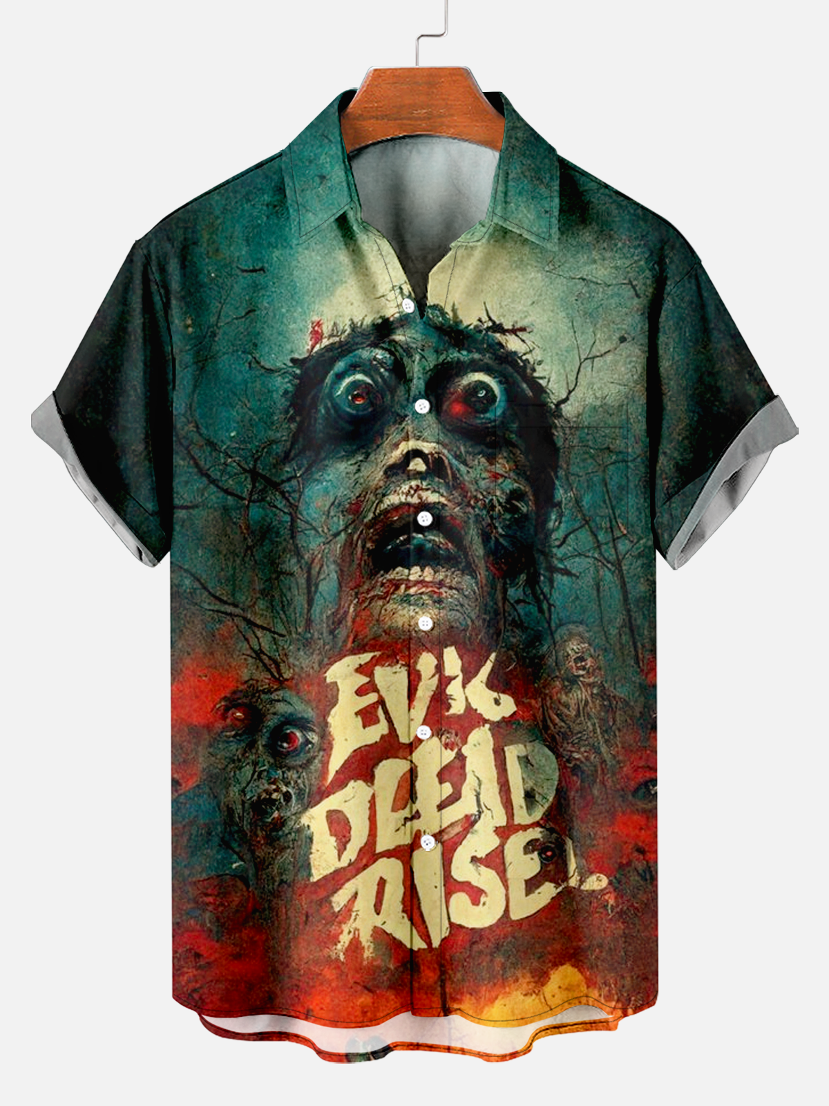 Men's Retro Horror Movie Monster Print Short Sleeve Shirt PLUSCLOTHESMAN