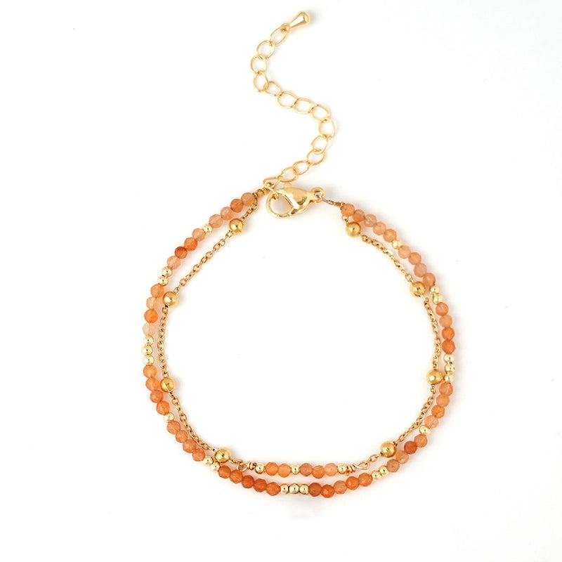 Elegant Geometric 304 Stainless Steel Semi-precious Stone Bracelets In Bulk