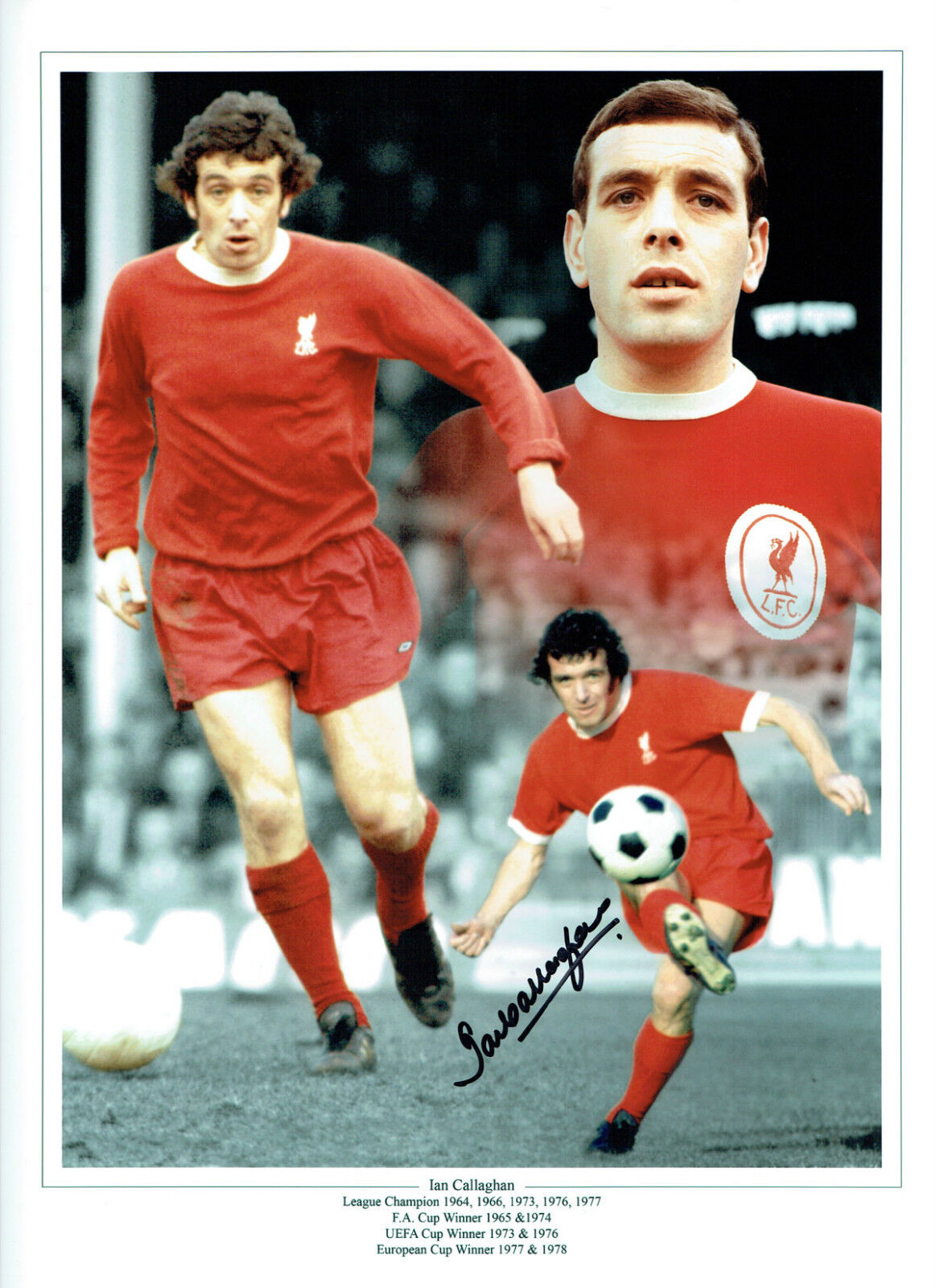 Ian CALLAGHAN Signed Autograph Liverpool Montage 16x12 Photo Poster painting AFTAL COA