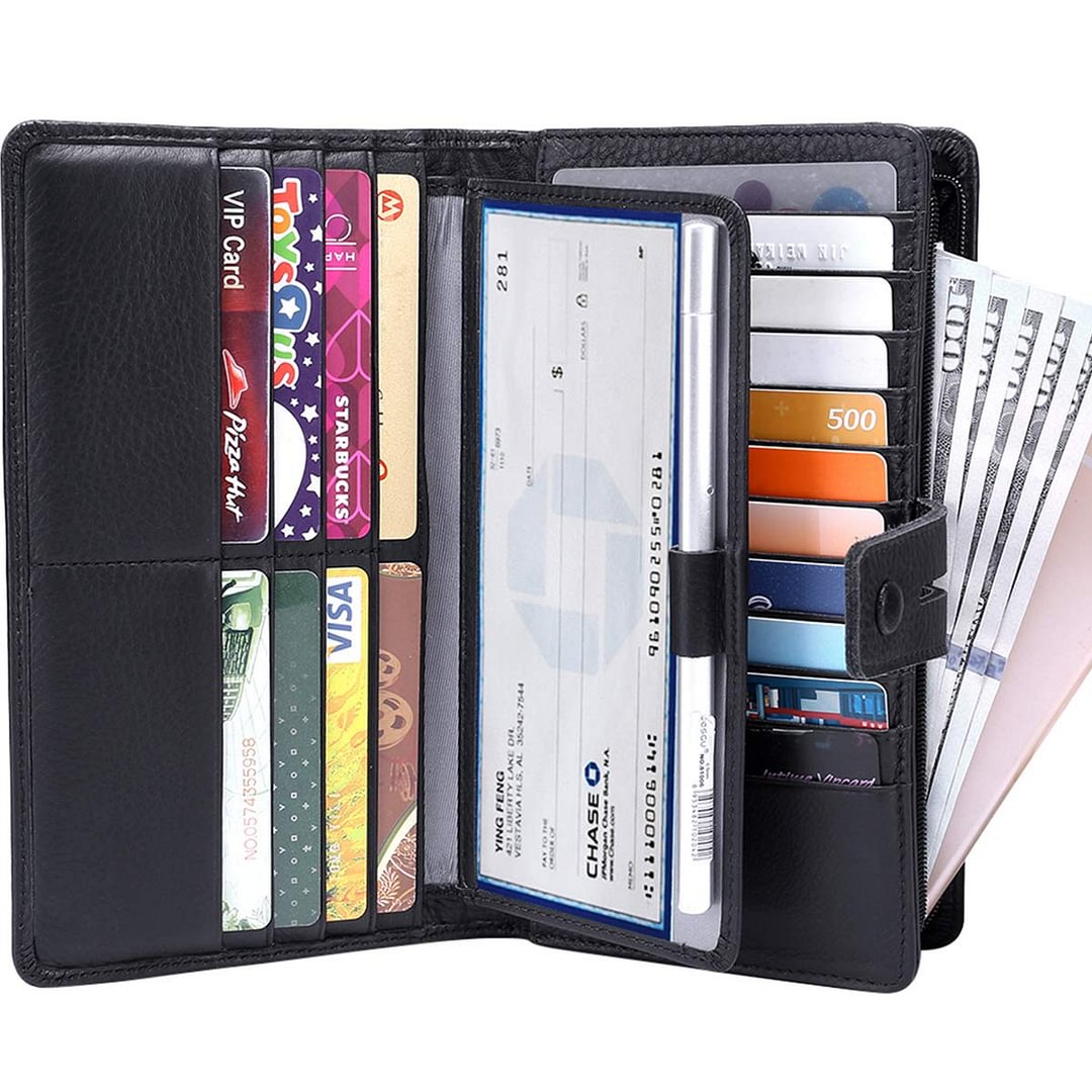 Big Fat Rfid Leather wallet clutch organizer checkbook holder for women