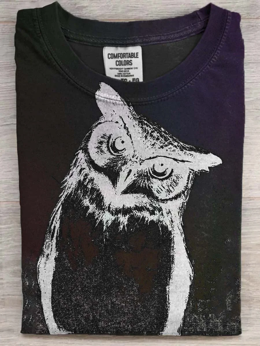 Eagerlys  Abstract Owl Art Print T-shirt Eagerlys