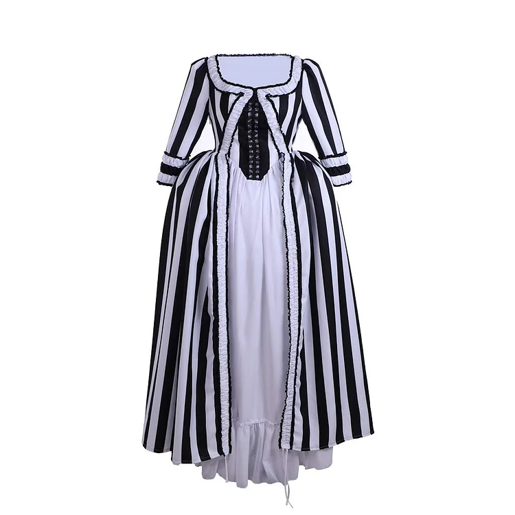 Women's Marie Antoinette Stripe Dress Rococo Ball Gown Victorian Gothic Dress Cosplay Costume