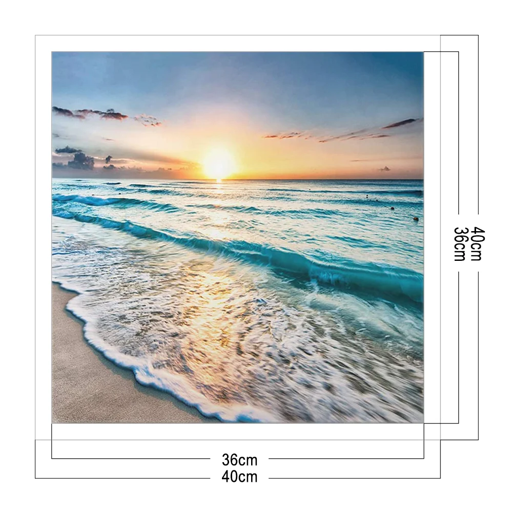 Full Embroidery Seaside Sunset Cross Stitch Kits 11CT Stamped Canvas Crafts