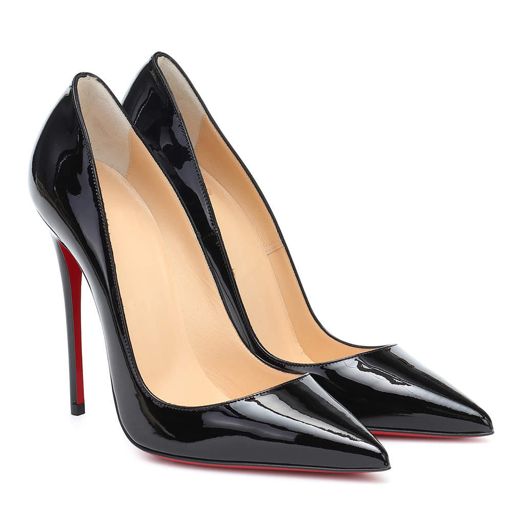 120mm Red Bottom Women's Party Wedding Heels Black Pumps-MERUMOTE