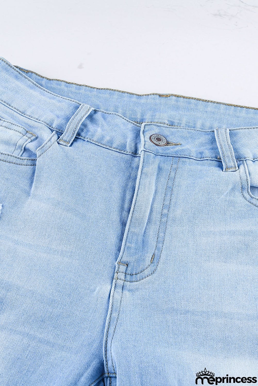 Fashion Light Blue Washed Ripped Holes Jeans