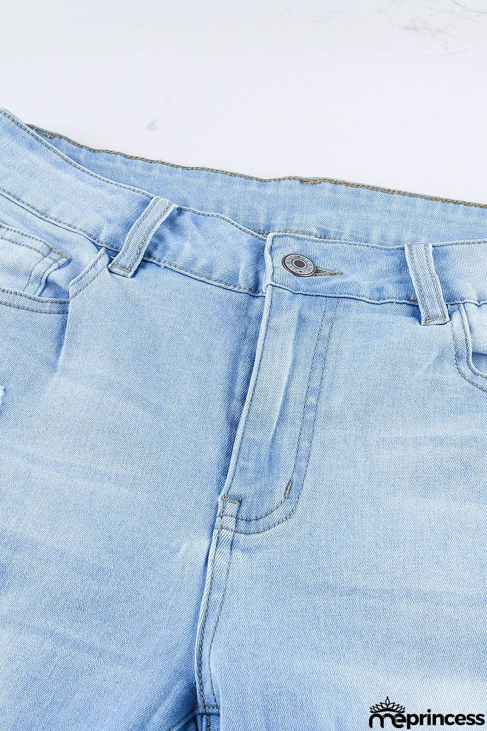 Fashion Light Blue Washed Ripped Holes Jeans