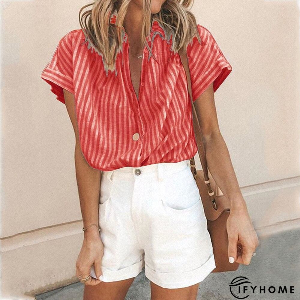 Elastic Knit Soft Summer Loose Women Shirt Casual Office Short Sleeve | IFYHOME